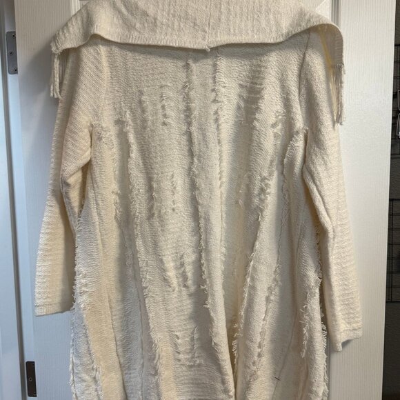 J.Jill Fringe Cream White Cardigan with Shawl Collar – Size L, NWT - Picture 6 of 6